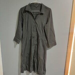 Eileen Fisher Button Up Dress Linen Blend Women's Size Small